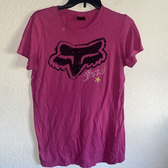 Vintage Fox Racing Shirt Short Sleeve Pink XL Women Dirtbike ATV Punk Goth - Picture 1 of 6